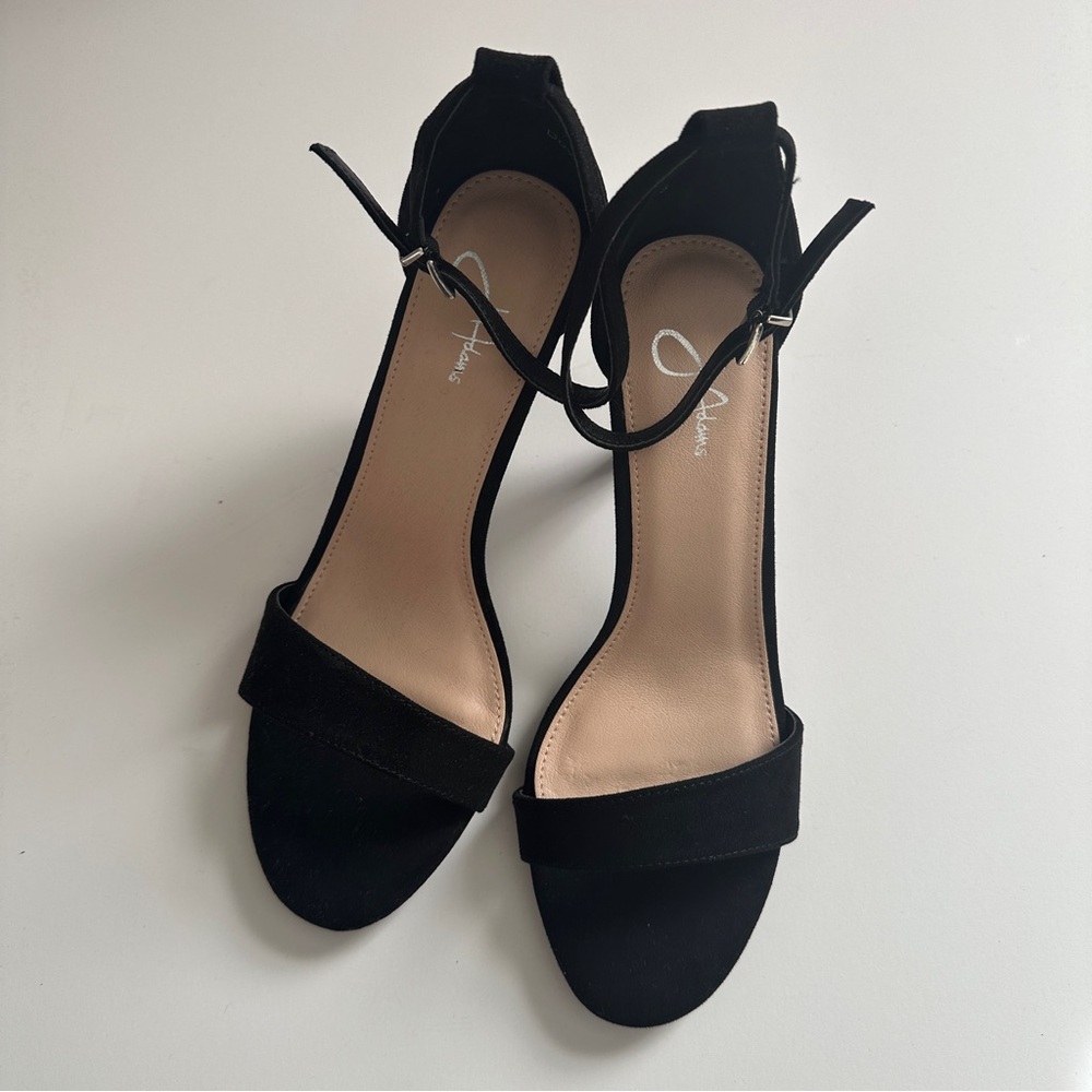 J Adams Black Suede Ankle Strap Heels NWT/NIB
